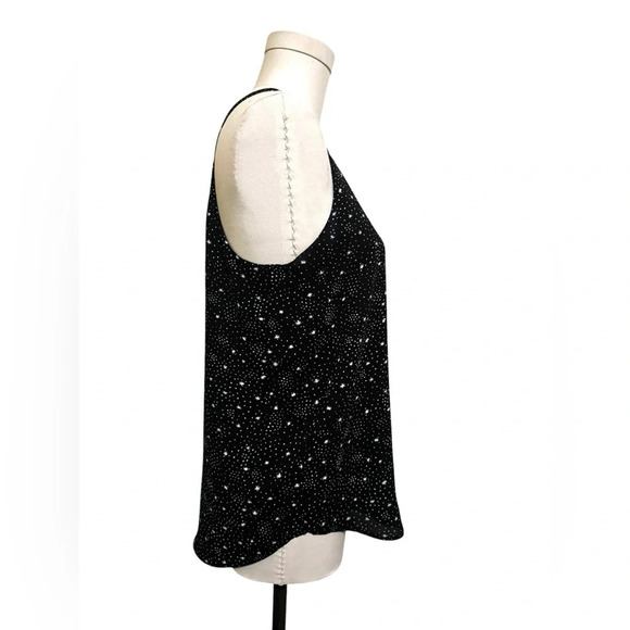 LOFT Starry Strap V-Neck Cami, Size Small, black star print, chiffon sleeveless - Picture 7 of 11